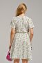 Women's Fuchsia V-Neck Buttoned Elastic Waist Belted Flared Short Sleeve Dress ARM-23Y001093 - 4