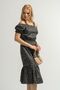 Women's Black Patterned Elastic Waist Strap Dress Arm-23y001053 - 3
