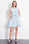 Blue Sleeveless Dress - Button and Belt, Collar, ARM-24Y001066 - 3
