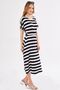 Women's White Dekatessera Dress Bat Sleeve Elastic Waist Skirt Lined Striped Midi Length ARM-24Y001036 - 5