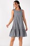 Women's Smoked Sleeveless Skirt Frilly Striped Dress ARM-19Y001101