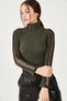 Women's Khaki Neck Sleeve Lace Detailed Knitwear Sweater ARM-21K001056