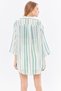 Dark Green Striped Women's Kimono Shirt - Front Tie ARM-24Y001091 - 4