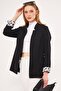 Women's Black Ikosiena Jacket Stand Collar Sleeve Leopard Pattern ARM-24Y001044 - 2