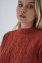 Women's Tile Oversize Half Fisherman Hair Braided Wool Special Yarn Knitwear Knitted Sweater Trist-6158 - 7