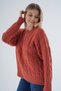Women's Tile Oversize Crew Neck Hair Braided Wool Special Yarn Knitwear Knitted Sweater Trist-6167 - 5