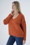 Women's Orange Oversize V-Neck Nopen Thessaloniki Knitted Wool Special Yarn Knitwear Knitted Sweater Trist-6160 - 5