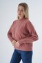 Women's Dusty Rose Oversize Half Fisherman Hair Braided Wool Special Yarn Knitwear Knitted Sweater Trist-6158 - 6