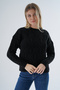 Women's Black Crew Neck Braided Wool Blended Special Yarn Knitwear Knitted Sweater Trist-6164 - 5