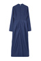 Navy Blue Patterned Satin Woven Evening Dress with Tassel Detail Tctss24Db00068 - 6