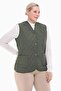 Women's Large Size Plaid Khaki Quilted Vest 1037 - 2