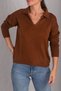 Women's Brown Polo Neck Knitwear Sweater ARM-24K012006 - 3