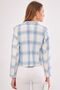 Women's Blue White Double Breasted Collar Tweed Crop Jacket ARM-24K001014 - 5