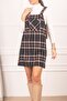 Women's Black Plaid Pattern Pocket Gilet ARM-24K001036 - 2