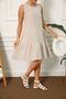 Women's Cream Linen Look Textured Sleeveless Skirt Ruffle Dress ARM-23Y001128 - 2