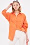 Women's Orange Oversize Long Basic Shirt ARM-22Y001118