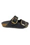 6958 Black Double Buckle Women's Slippers - 2