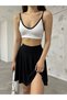 Woman's Black Skirt with Elastic Waist and Floor-Length Shorts - 3