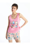 Lcw Dream Crew Neck Printed Women's Shorts Pajamas Set