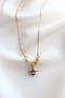 316L Stainless Steel Necklace - Planet Steel Necklace with Blue Opal Stone - Antiallergic - Tarnish Free Necklace - 3