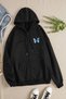Women's Hooded Blue Butterfly Printed Zippered Sweatshirt Fleece Jacket