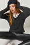 Women's Smoked V-Neck Thick Ribbed Knitwear Sweater ARM-22Y012023 - 3