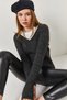 Women's Smoked V-Neck Thick Ribbed Knitwear Sweater ARM-22Y012023 - 2
