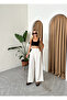 Natural 100% Cotton Side Button Wide Leg Trousers 3508 - 4