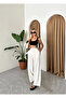 Natural 100% Cotton Side Button Wide Leg Trousers 3508 - 6
