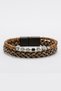 Hematite Cube and Round Wooden Wicker Double Braided Bracelet - Handmade - 3