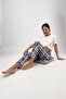 Women's Pajama Bottoms Brown Square with Ribbon - 7
