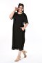 Women's Plus Size Black Pearl Detailed Lycra Viscose Dress 65N38170 - 6