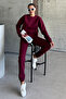 Unisex burgundy crew neck plain oversize top and bottom tracksuit set - 5
