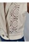 Women's Beige Brode Vest. Cotton Lace Laced Vest - 3