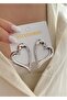 Heart-shaped hollow design silver women's earrings