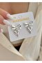 Silver Bow Heart Patterned Earrings