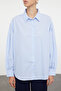 Blue Striped Oversize / Wide Fit Woven Shirt TWOSS23GO00144 - 8