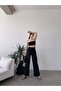 Women's Solid Color Linen Elastic Waist Wide Leg Pants - 6