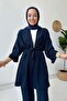 Fakir Arm Belted Kimono Double Set - Navy Blue - 3