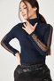 Women's Navy Blue Neck Sleeve Lace Detailed Knitwear Sweater ARM-21K001056