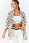 Women's Brown Zebra Pattern Oversize Long Basic Shirt Arm-22Y001145 - 3