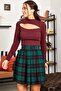 Women's Green Plaid Short Flared Skirt ARM-22K001014 - 3
