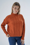 Women's Orange Oversize Half Fisherman Hair Braided Wool Special Yarn Knitwear Knitted Sweater Trist-6158