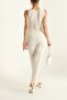 Women's Cream Openwork Sleeveless Crop Blouse Lined Spanish Leg Pants Knitwear Set 2013 - 4
