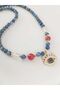Steel Evil Eye Pendant Natural Stone Necklace - 4