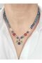 Steel Evil Eye Pendant Natural Stone Necklace - 2