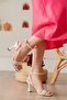 Women's Cornered Sole Medium Heel White Shoes (8.5 cm) - 3
