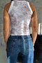 1065 White Glitter Printed Sleeveless Women's Bodysuit - 5