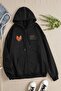 Unisex Women Men Hooded Burn To Head Printed Zipper Sweatshirt Fleece Jacket