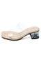 Lena Women's Nude Skin Transparent Double Tape Transparent Heeled Slippers - 4